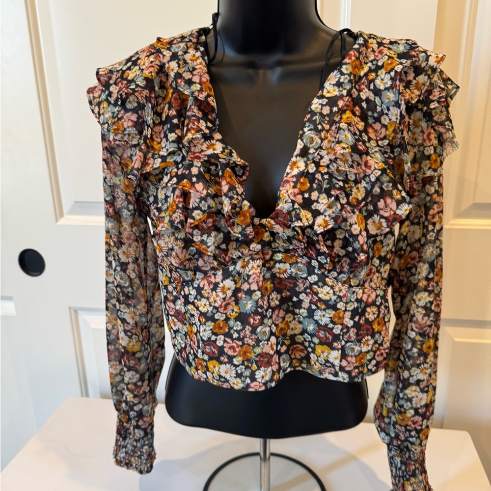Zara Floral Ruffle Blouse - Multicolor